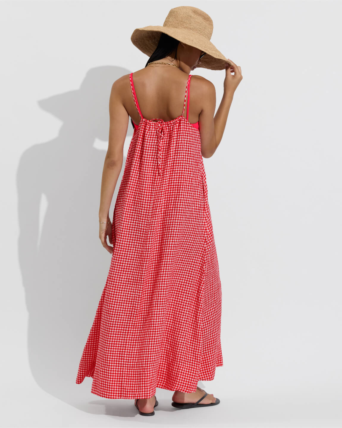 Leisure Maxi Dress - Gingham: Sweet Chili Heat / Coconut