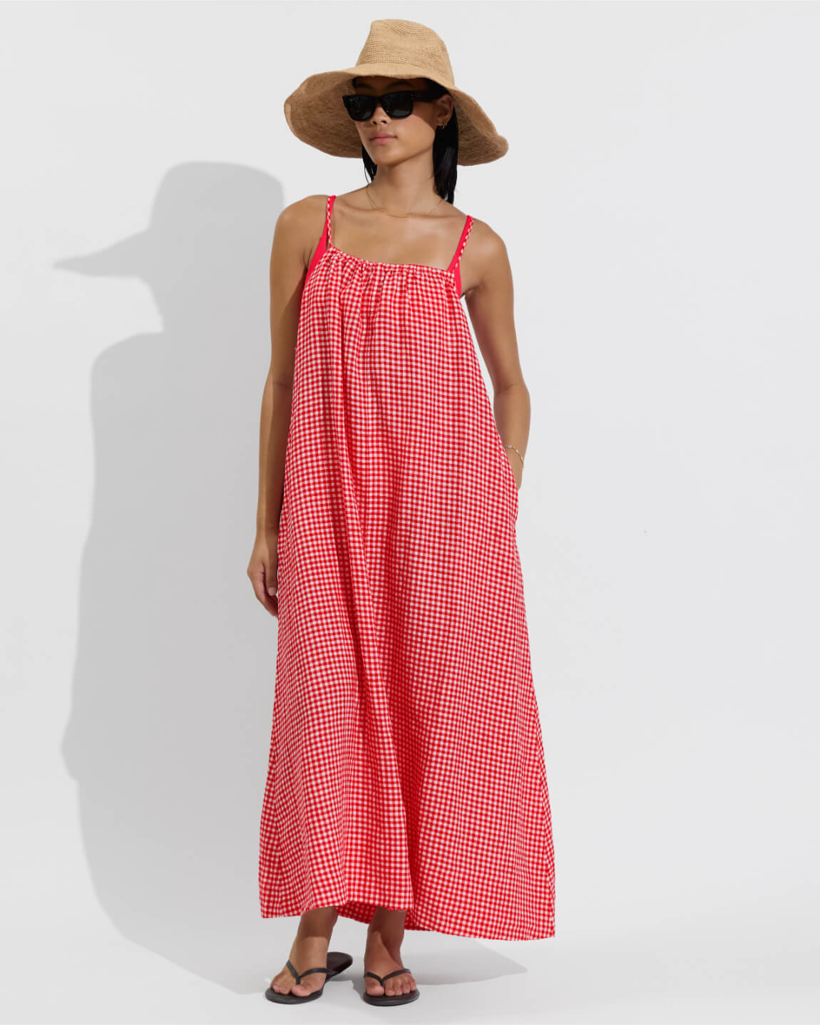 Leisure Maxi Dress - Gingham: Sweet Chili Heat / Coconut