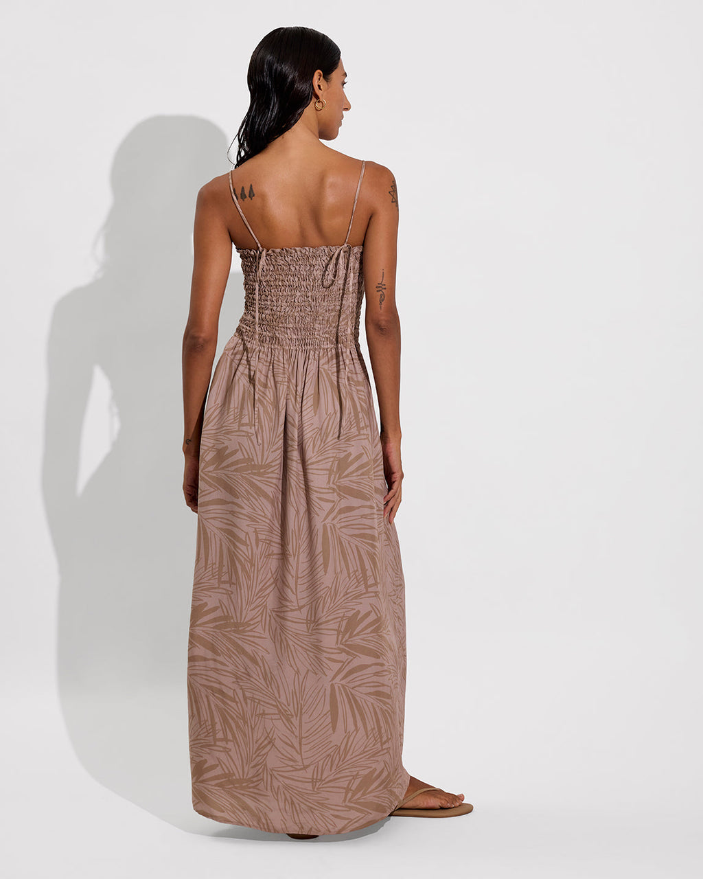 Cabana Maxi Dress - Petite Palm Fronds Tan