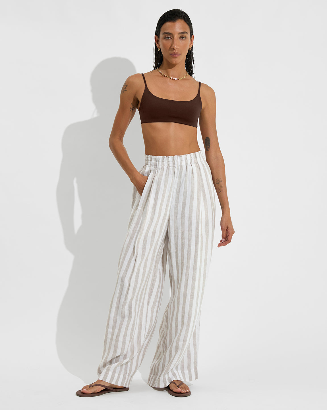 Coastal Pant - Beach Stripe: Beach / Coconut