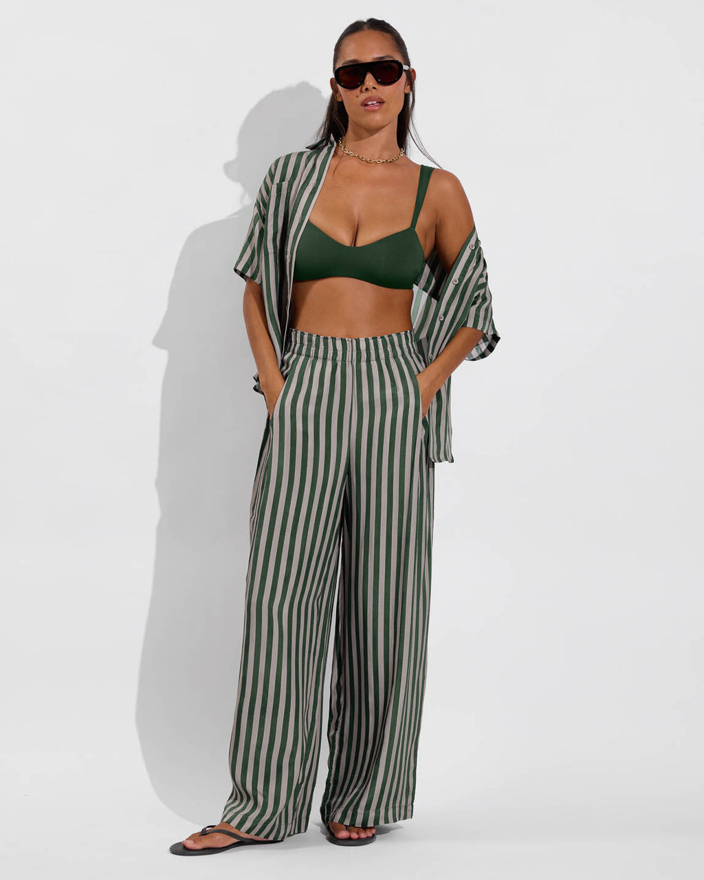Day Trip Pant - Riviera Stripe: Palm / Beach