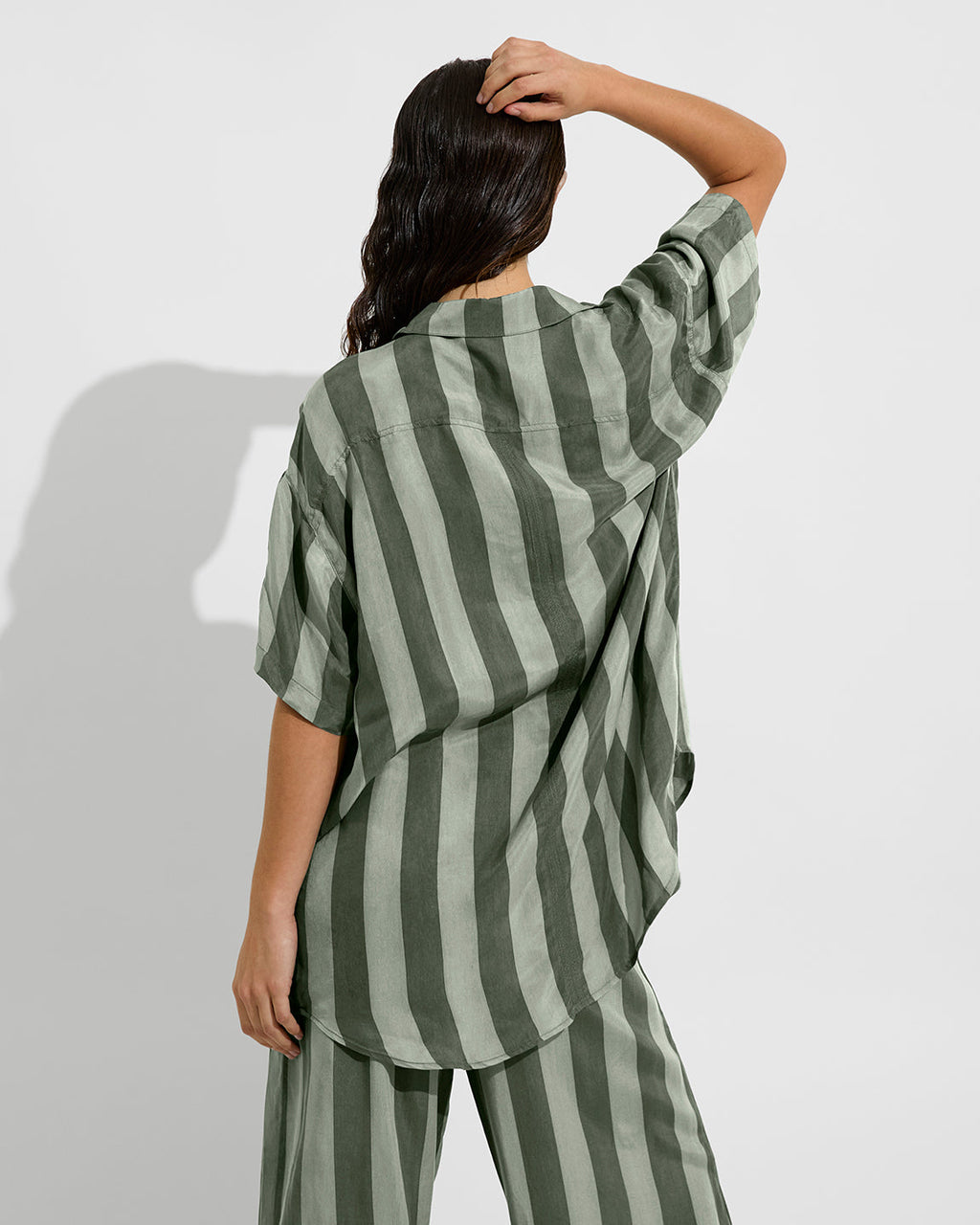 Day Trip Button Down - Poolside Stripe: Agave / Light Agave