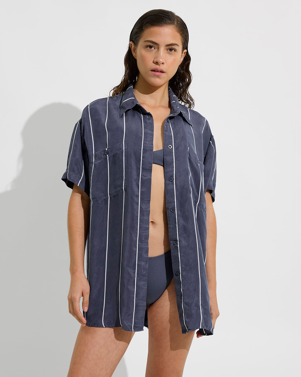 Day Trip Button Down - Holiday Stripe: Varsity / Coconut