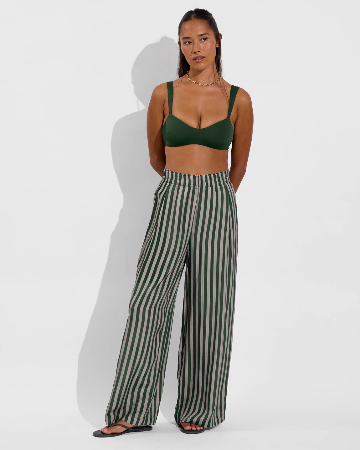 Day Trip Pant - Riviera Stripe: Palm / Beach
