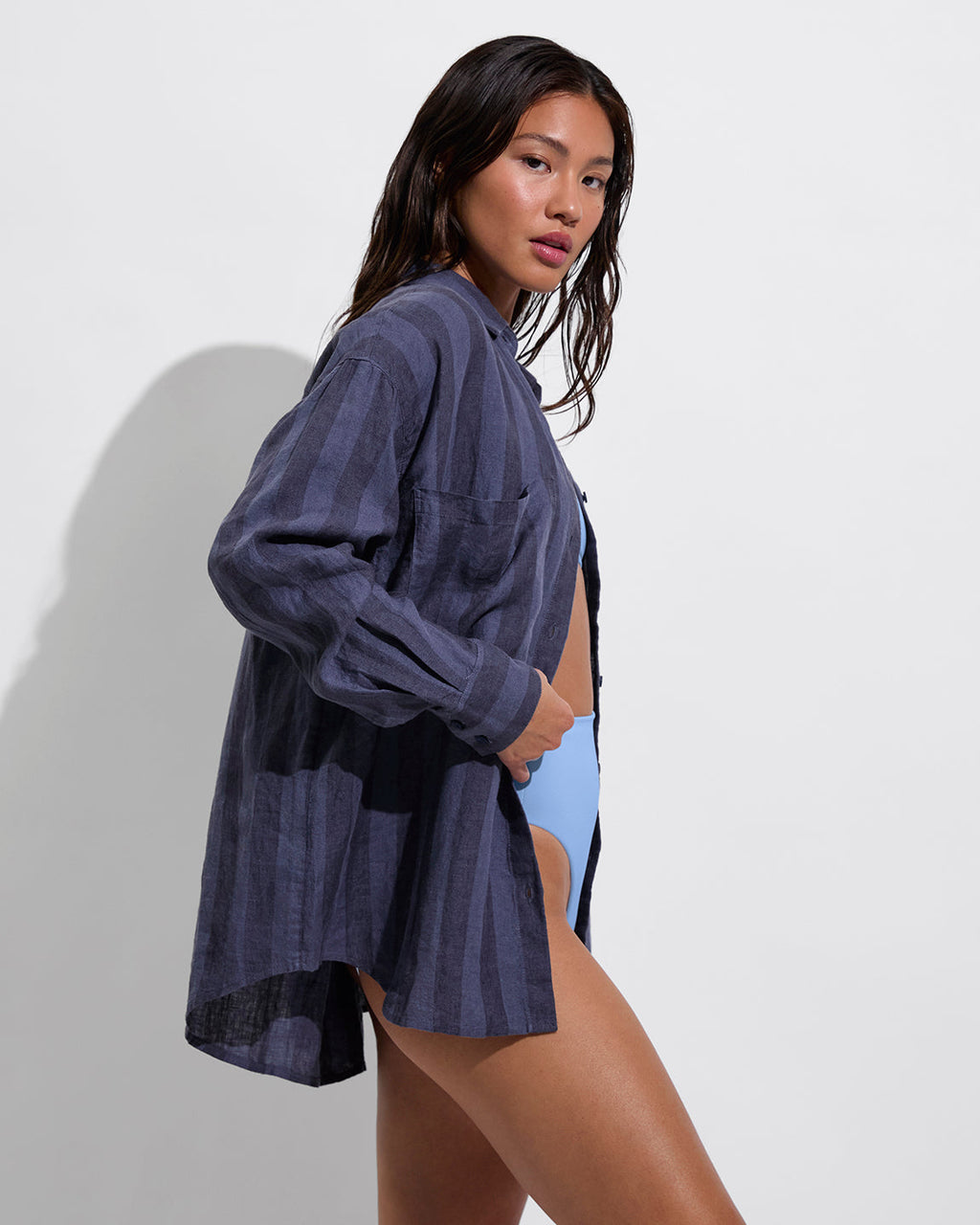 Getaway Button Down - Poolside Stripe: Varsity / Sprint