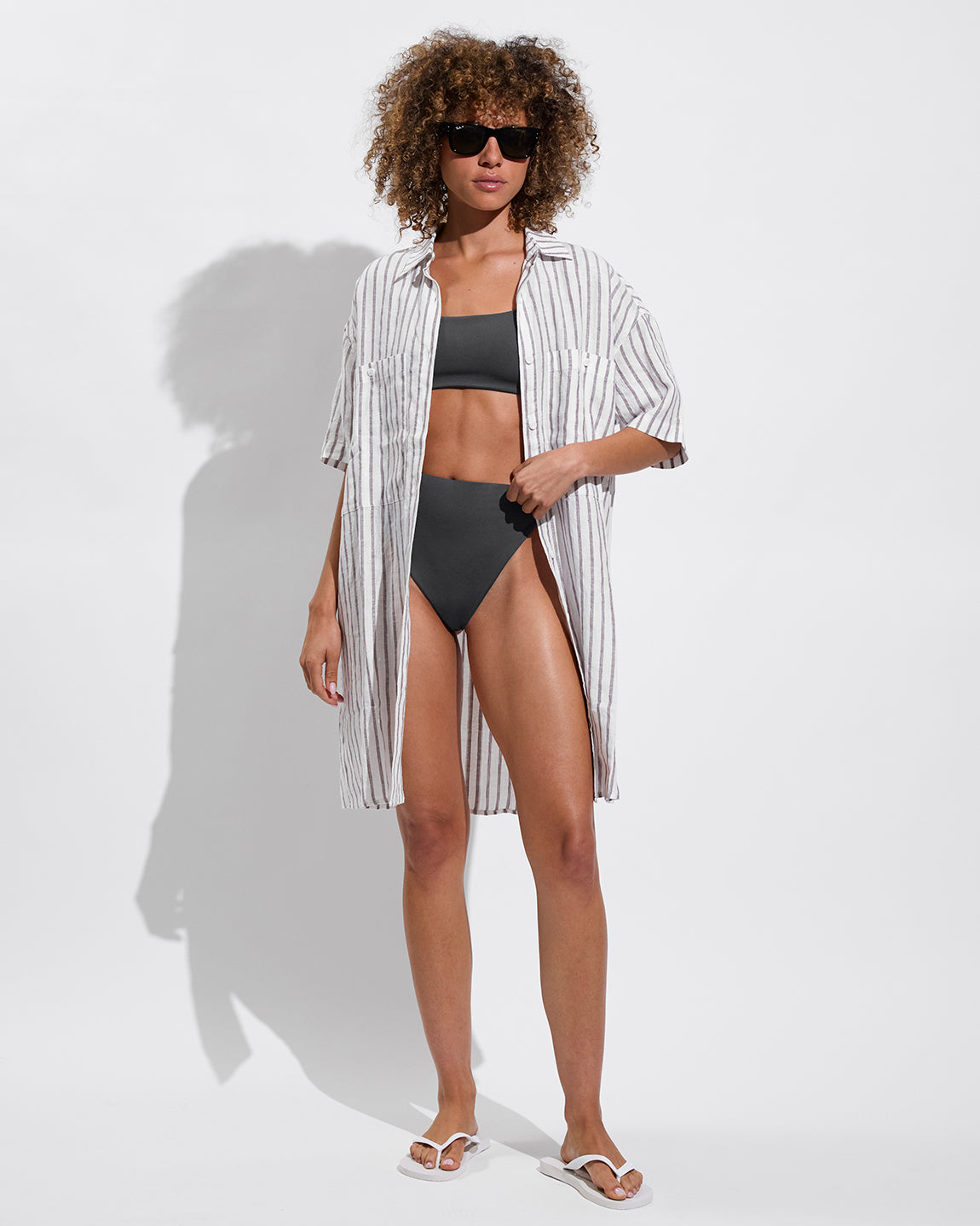 Getaway Mini Dress - Classic Stripe: Stormy / Coconut