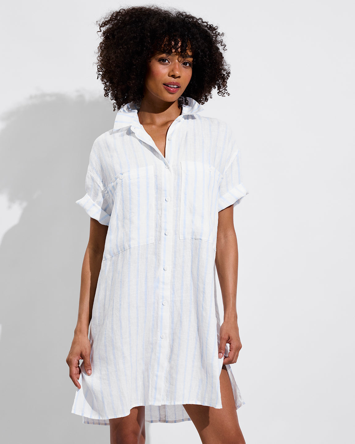 Getaway Mini Dress - Daybreak Stripe: Blue Skies / Coconut