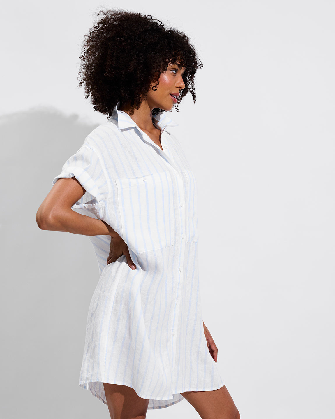 Getaway Mini Dress - Daybreak Stripe: Blue Skies / Coconut