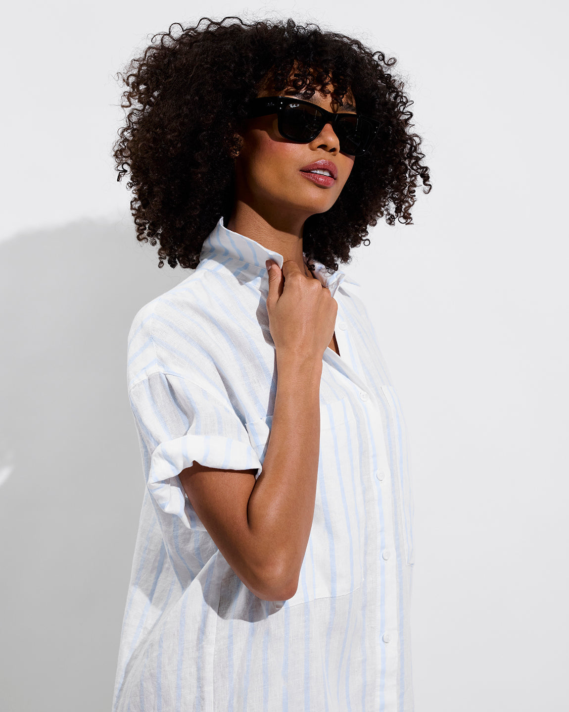 Getaway Mini Dress - Daybreak Stripe: Blue Skies / Coconut