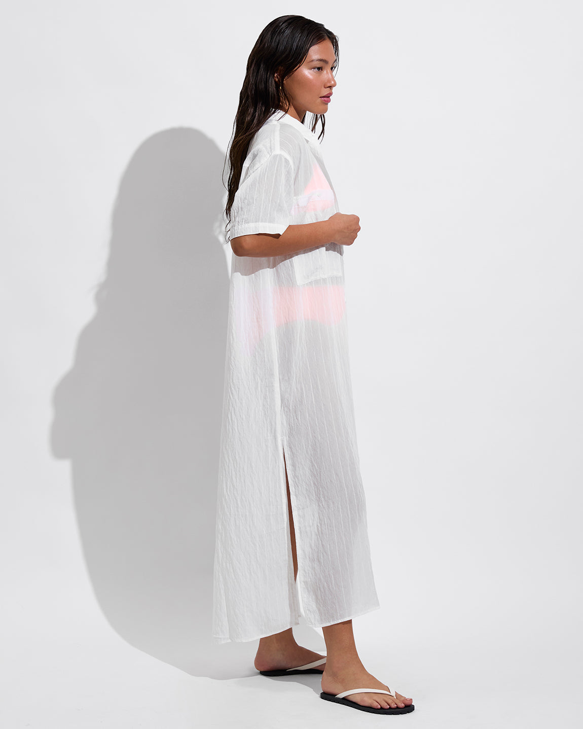 Getaway Shirt Dress *Sheer Stripe - Coconut