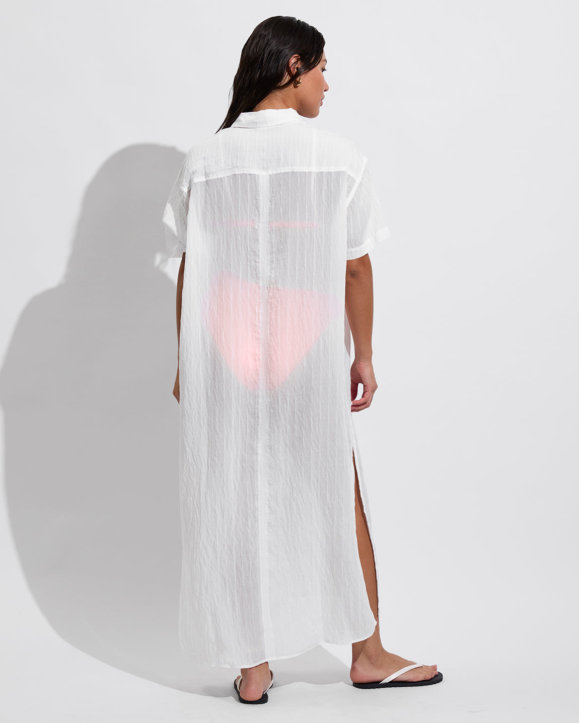Getaway Shirt Dress *Sheer Stripe - Coconut