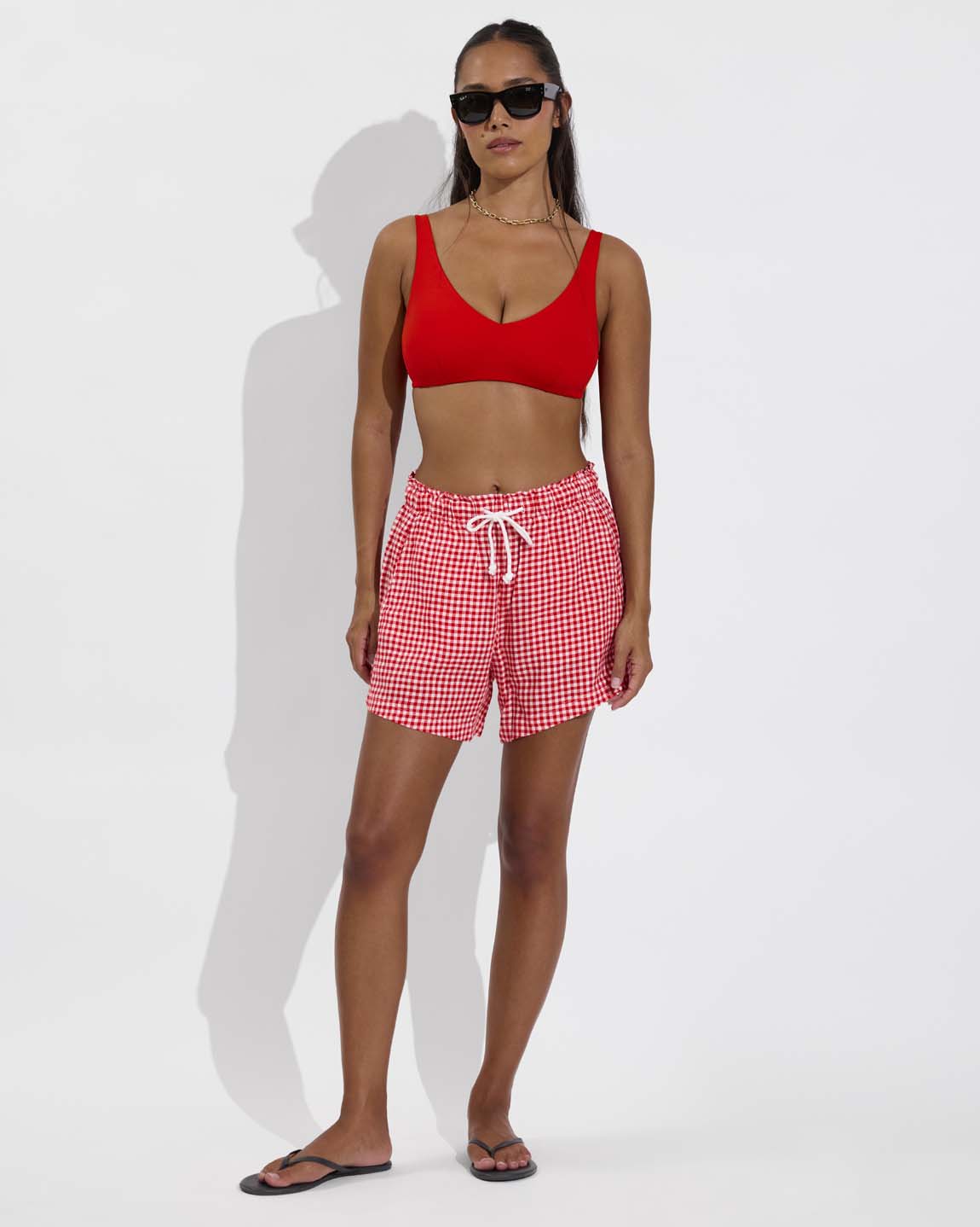 Getaway Short 5" - Gingham: Sweet Chili Heat / Coconut