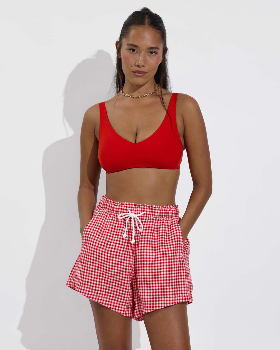 Getaway Short 5" - Gingham: Sweet Chili Heat / Coconut
