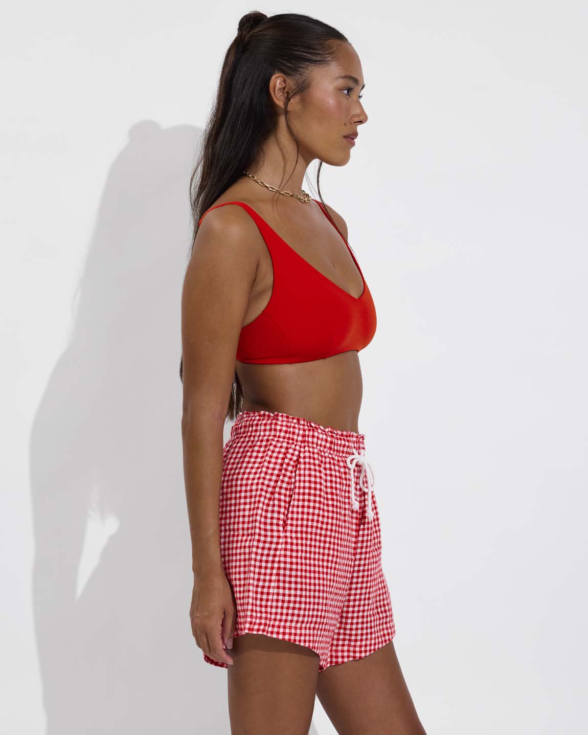 Getaway Short 5" - Gingham: Sweet Chili Heat / Coconut
