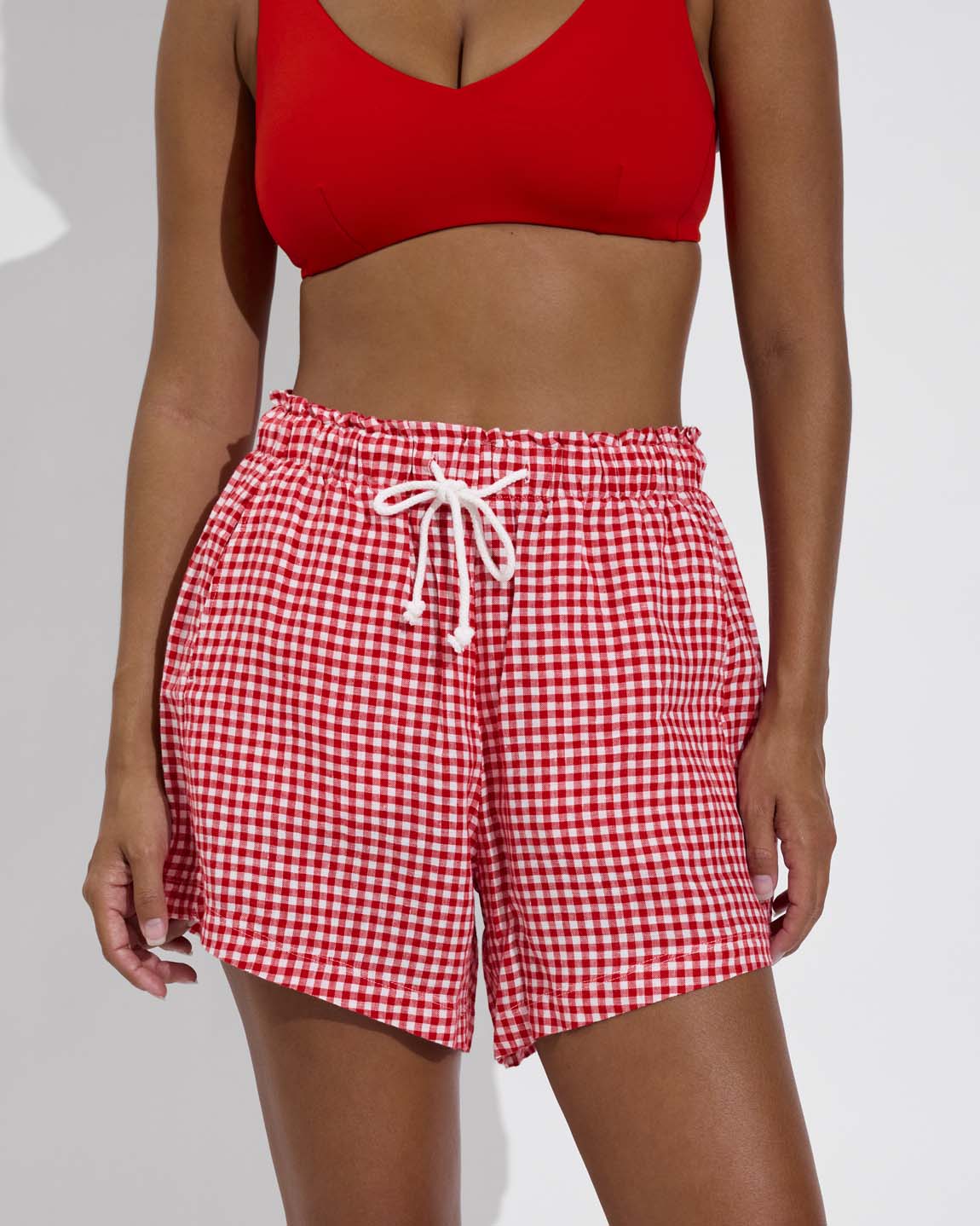 Getaway Short 5" - Gingham: Sweet Chili Heat / Coconut