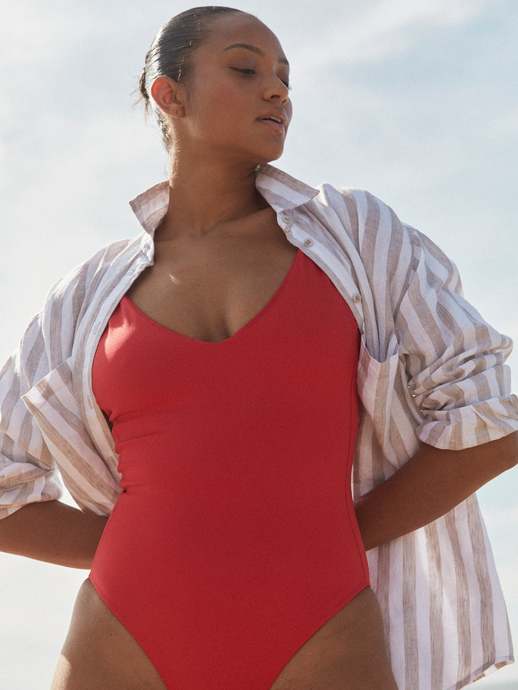 Getaway Button Down - Beach Stripe: Beach / Coconut