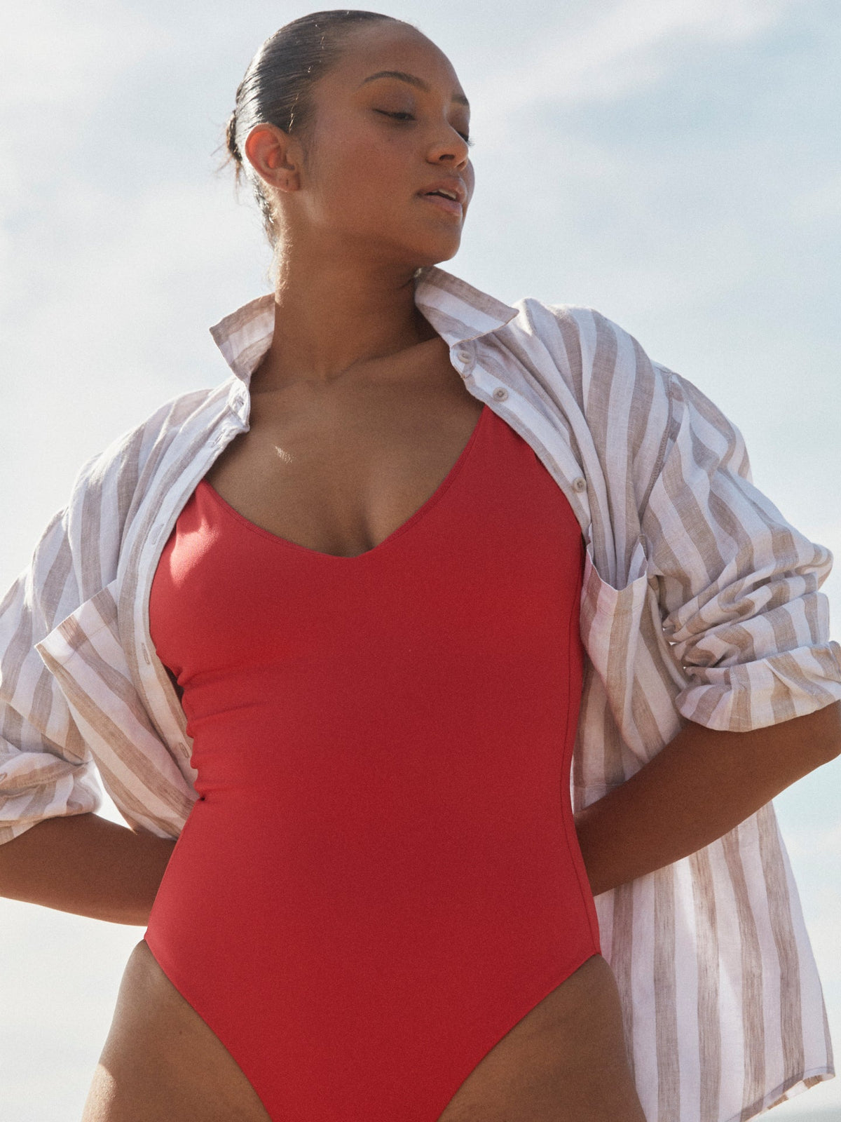 Getaway Button Down - Beach Stripe: Beach / Coconut