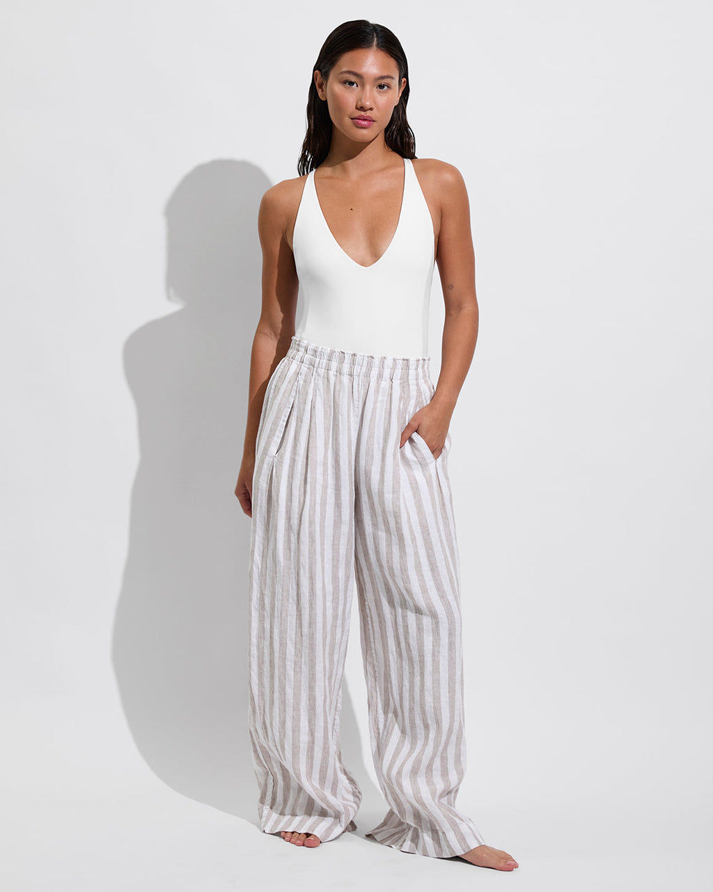 Coastal Pant - Beach Stripe: Beach / Coconut