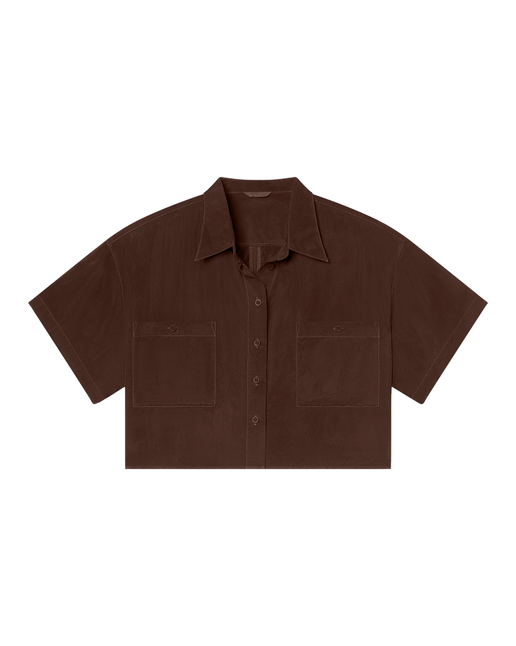 Day Trip Button Down *Cropped - Cold Brew