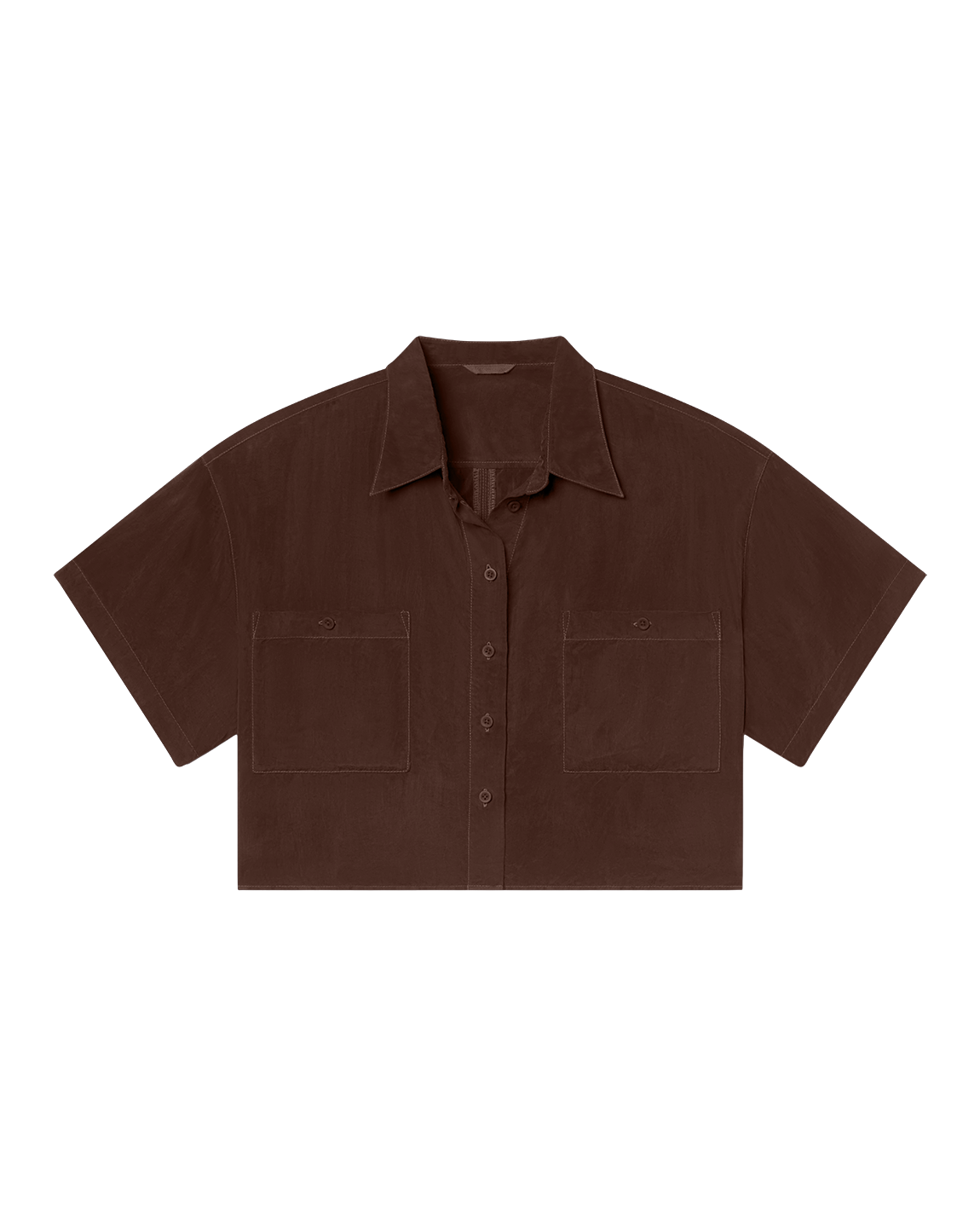 Day Trip Button Down *Cropped - Cold Brew